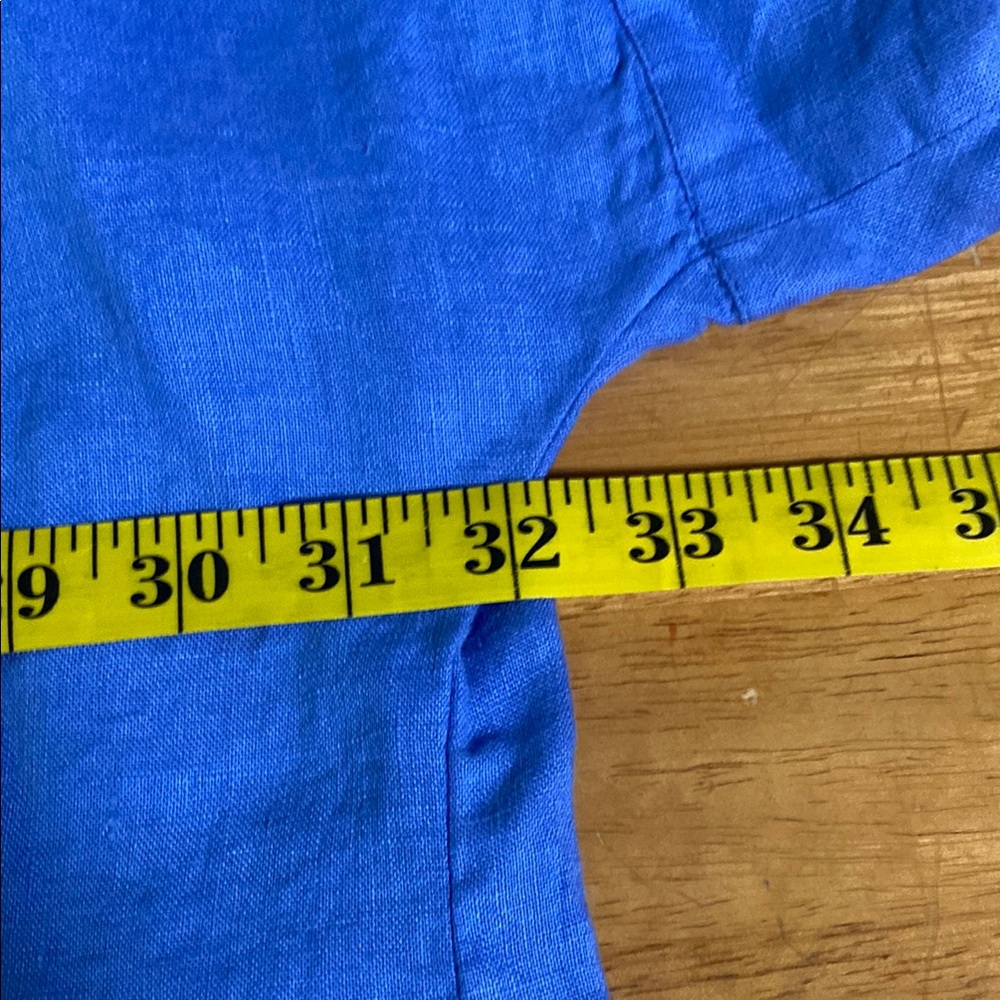 Flax Linen Cornflower Blue Popover Relaxed Polo Collar NWT Size L 14-16 Timeless - Picture 12 of 13